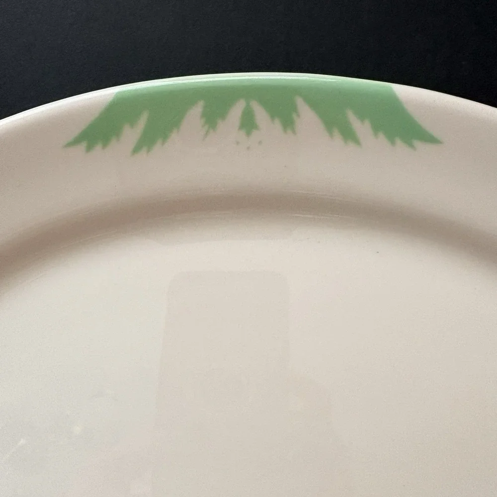Vintage 1960s Sterling Restaurant Ware Oval Mint Green Leaf Platter‎ 12